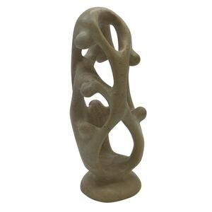 Kenya Africa Besmo Soapstone Hand Carved Abstract Parent and Children Sculpture